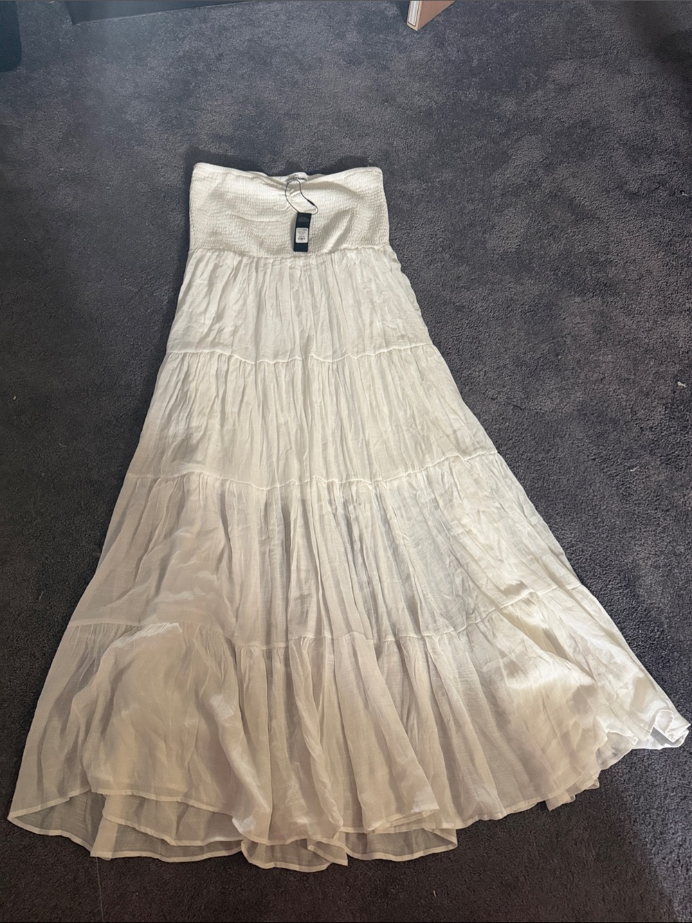 Strapless White Tiered Maxi Skirt